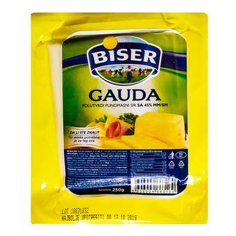 SIR MLEKOPRODUKT BISER GAUDA PUNOMASNI 45% 250G