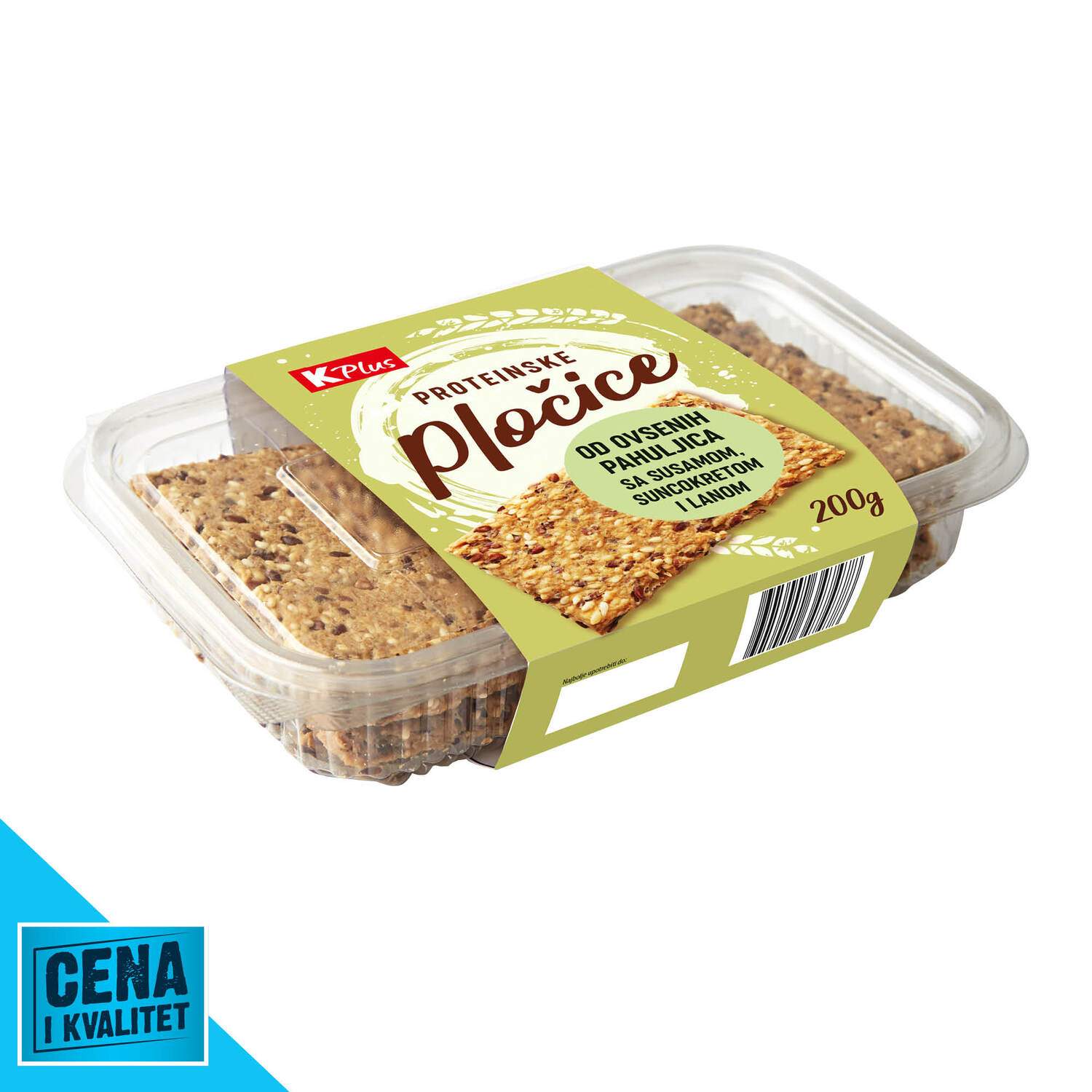 K Plus Proteinske plocice susam, suncokret i lan 200g