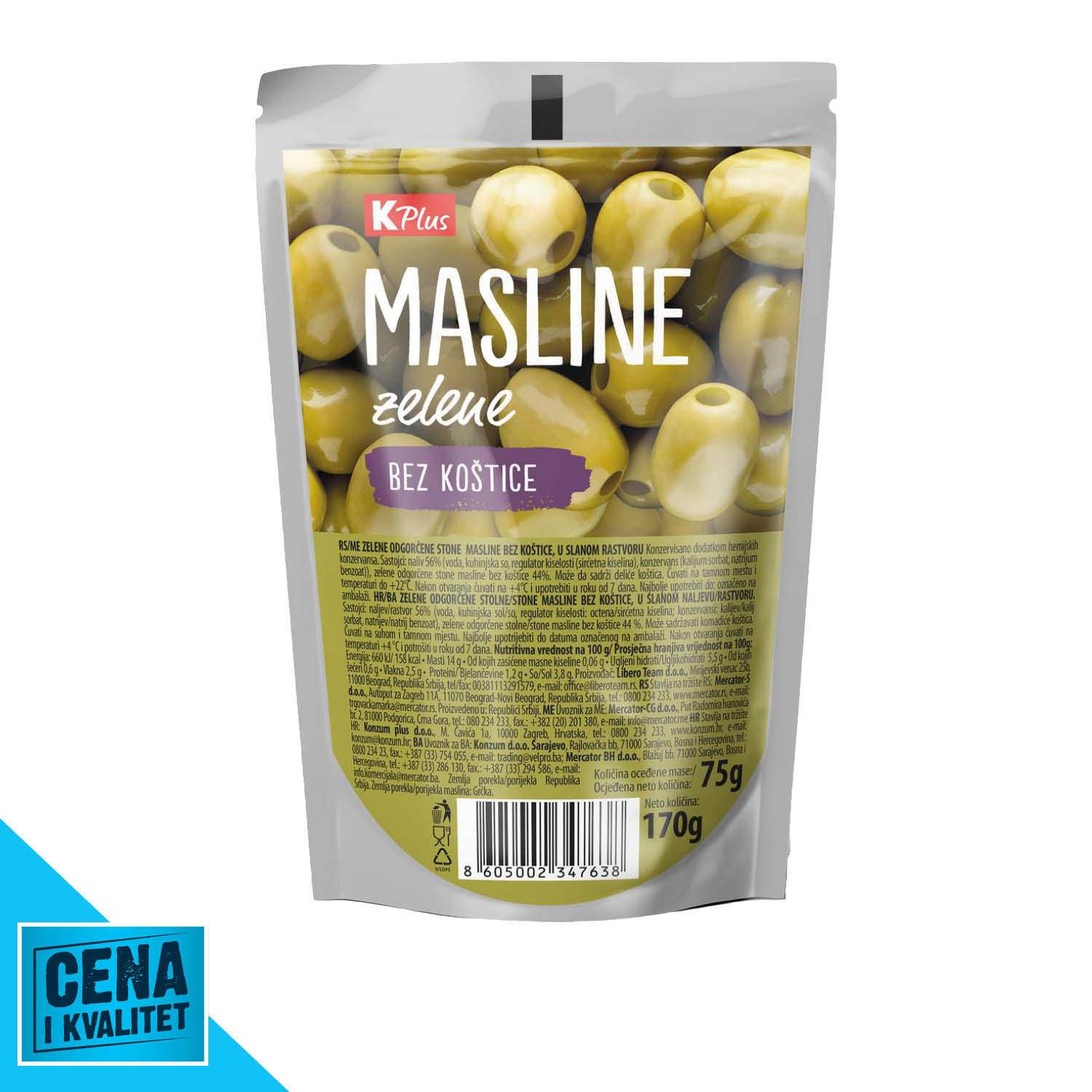 K Plus Masline Zelene Sk 180g K Plus Idea