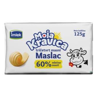 MOJA KRAVICA MASLAC SA 60%MLECNE MASTI 125G FOLIJA