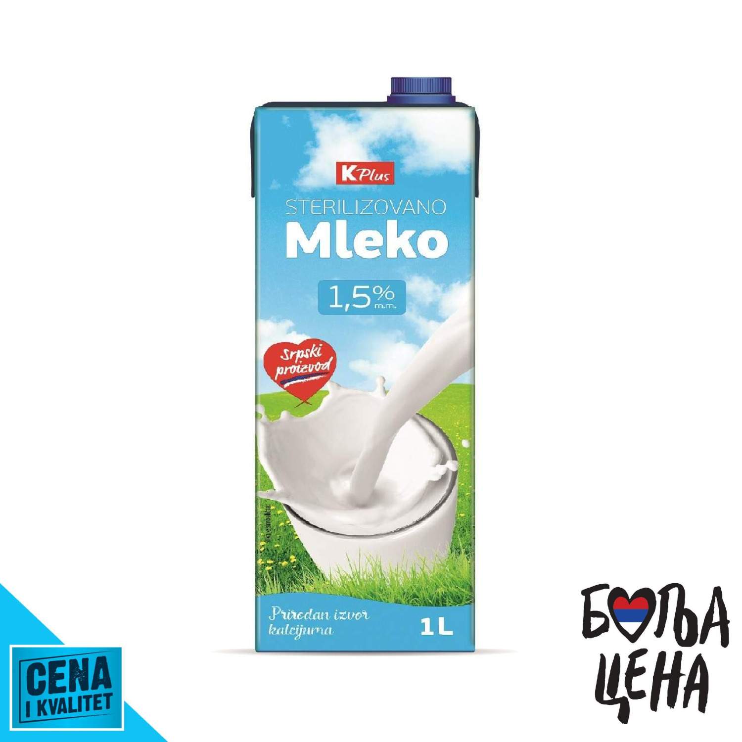 K Plus Mleko 1.5% 1L TP
