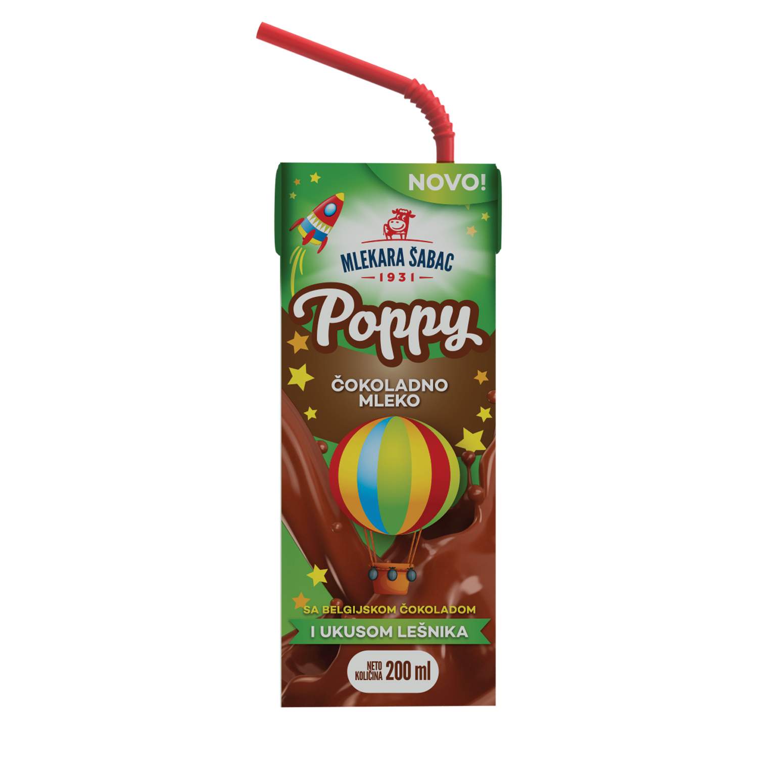Mlekara Sabac Poppy cokoladno mleko lesnik 200ml TP