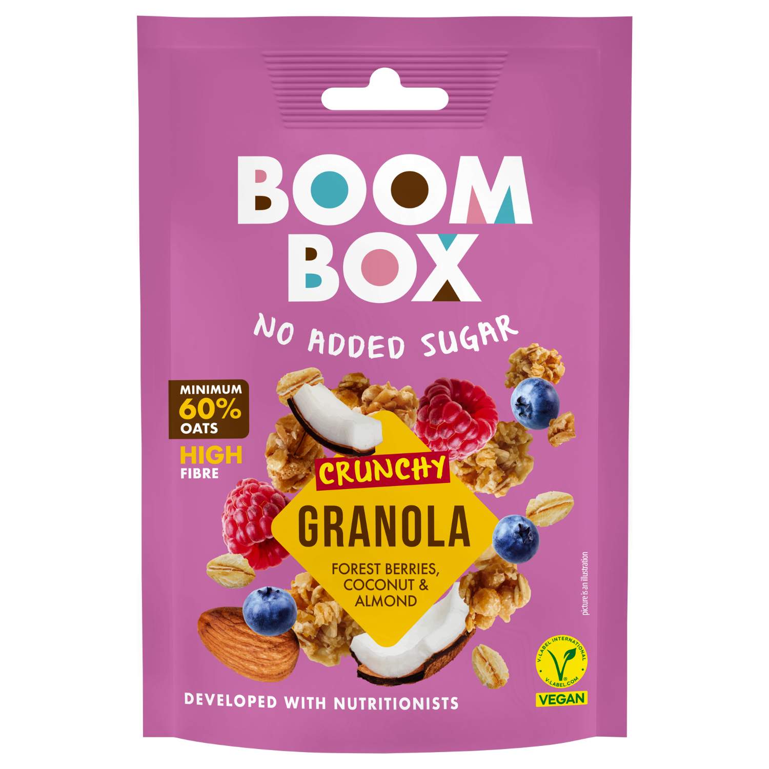 Boom box granola ovsena šumsko voće kokos badem 60g boom box Idea