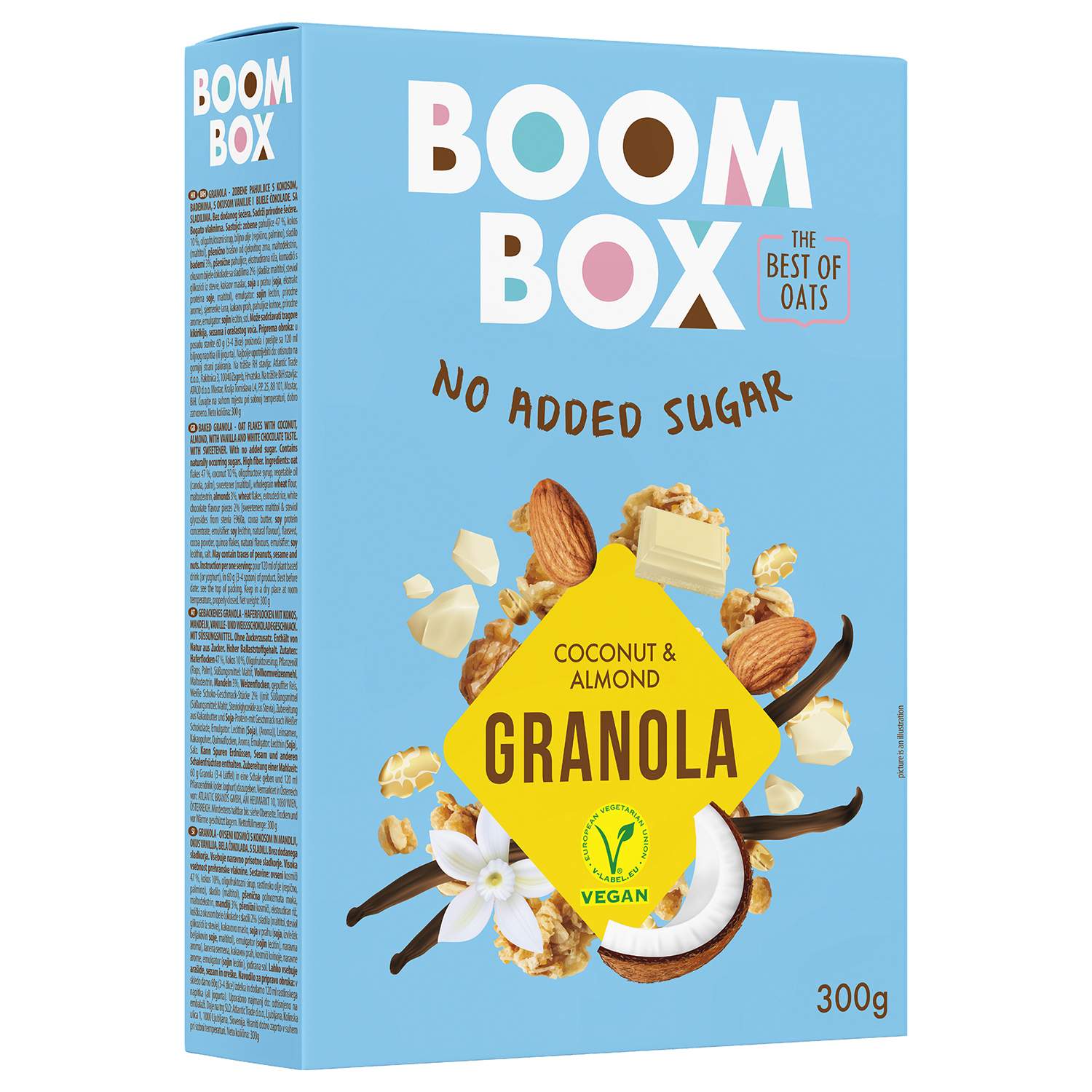 Boom box granola ovsena kokos badem bela čokolada 300g boom box Idea