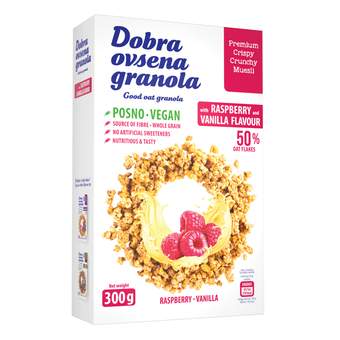 MUSLI CRUNCH DOG MALINA I VANILA 300GR