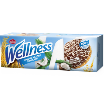 WELLNES KEKS SA KOKOSOM PRELIVEN MLEČNOM ČOKOLADOM 165G BAMBI