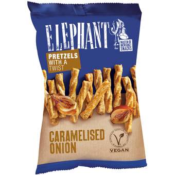 PERECE TWISTS ELEPHANT SA KARAMELIZOVANIM LUKOM 160G OMNICO