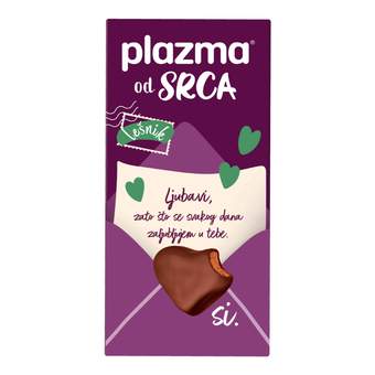 PLAZMA OD SRCA POSLASTICA PRELIVENA MLECNOM COKOLADOM SA LESNIKOM 100G
