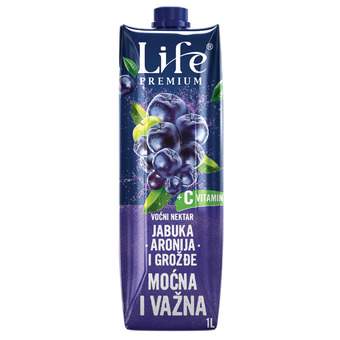 SOK JABUKA, ARONIJA I GROŽĐE PLUS VITAMIN C LIFE PREMIUM 1L NECTAR
