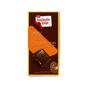 COKOLADA NAJLEPSE ZELJE SELECTION NARANDZA CRNA 75% 75gr