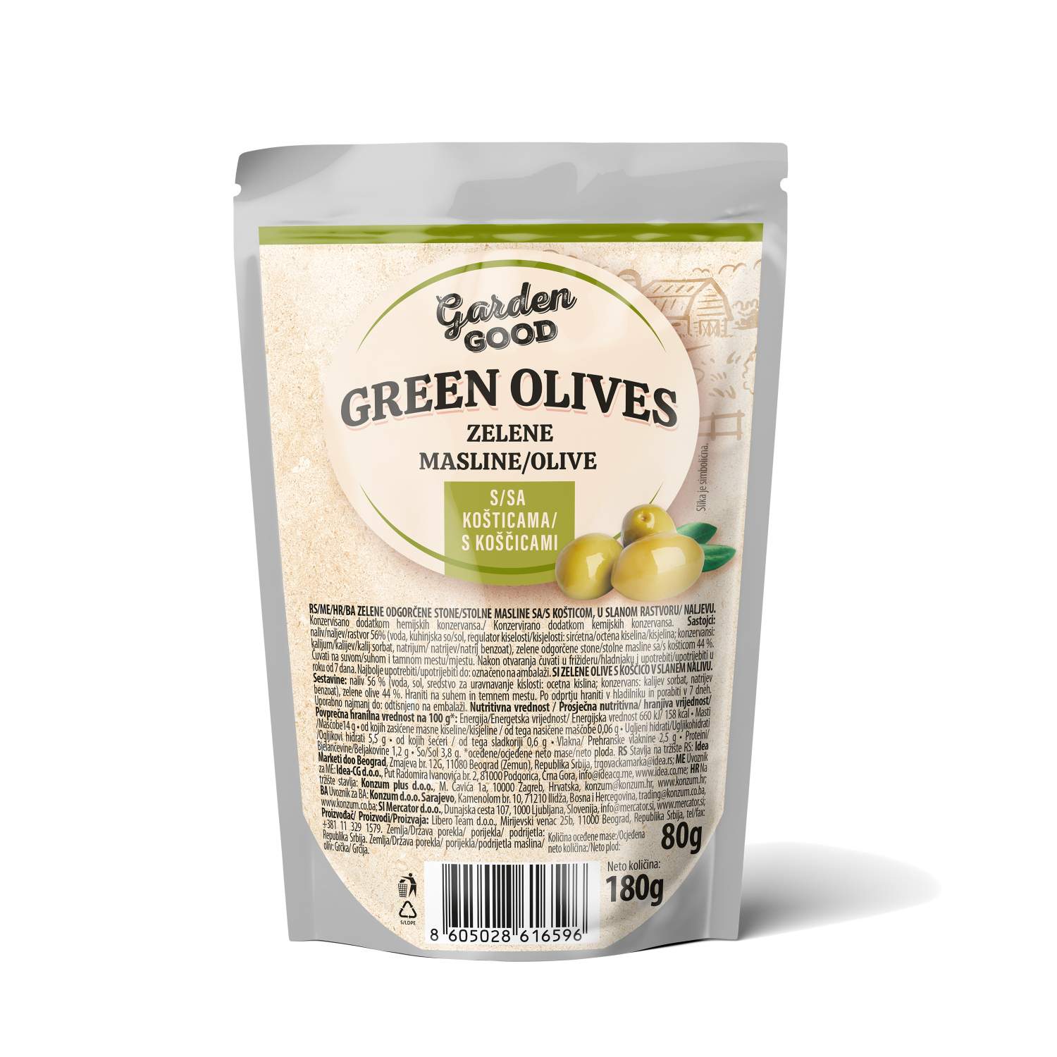 Garden Good Zelene masline sa kosticom 170g