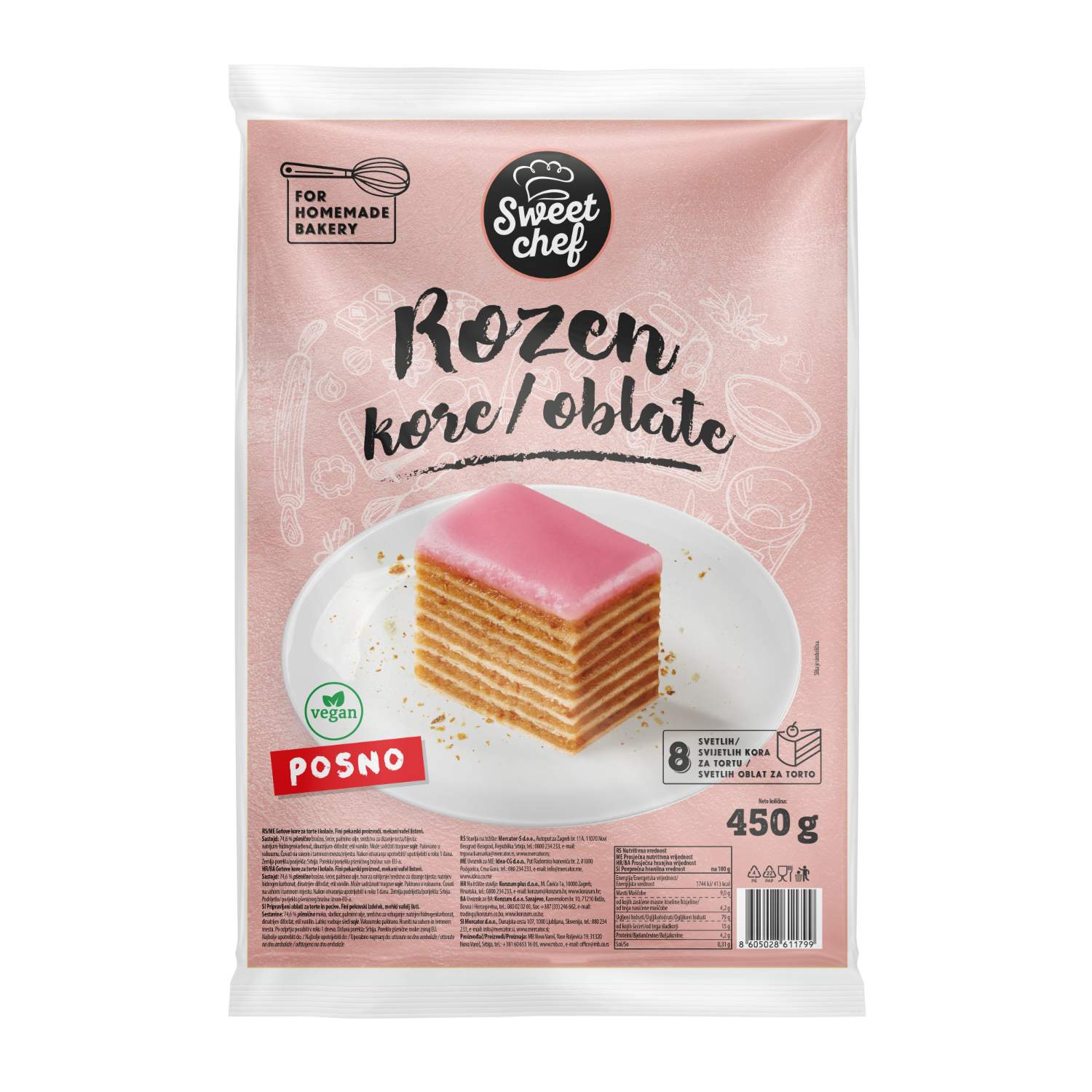 Sweet Chef Kore za rozen tortu 450g