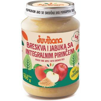 KAŠICA OD BRESKVE I JABUKE SA INTEGRALNIM PIRINČEM JUVITANA 190G SWISSLION
