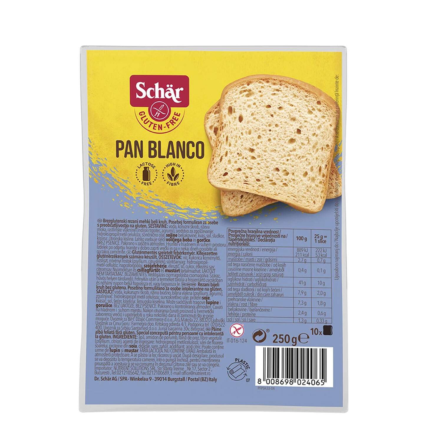 Schar Pan Blanco hleb 250g