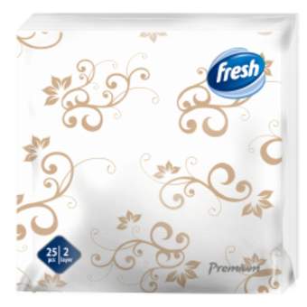 salveta fresh dekor premium bela zlatna 25/1 piram