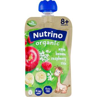 Kašica organic jabuka, banana, malina i pirinač 100g Nutrino